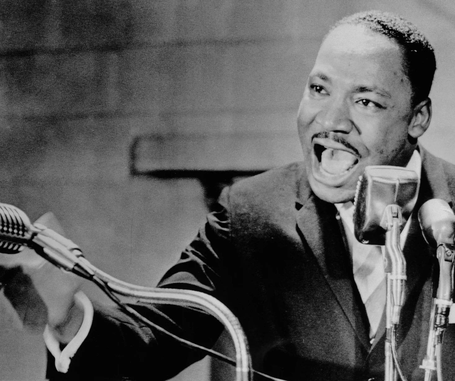 merican religious and Civil Rights leader Reverend Martin Luther King Jr (1929 – 1968) speaks at Fisk University, Nashville, Tennessee, May 3, 1964.