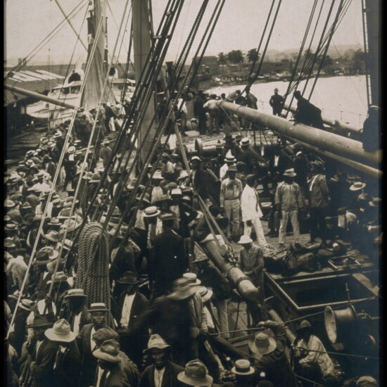 Workers from Barbados arriving at Cristobal Port, on th SS Ancon American steamship