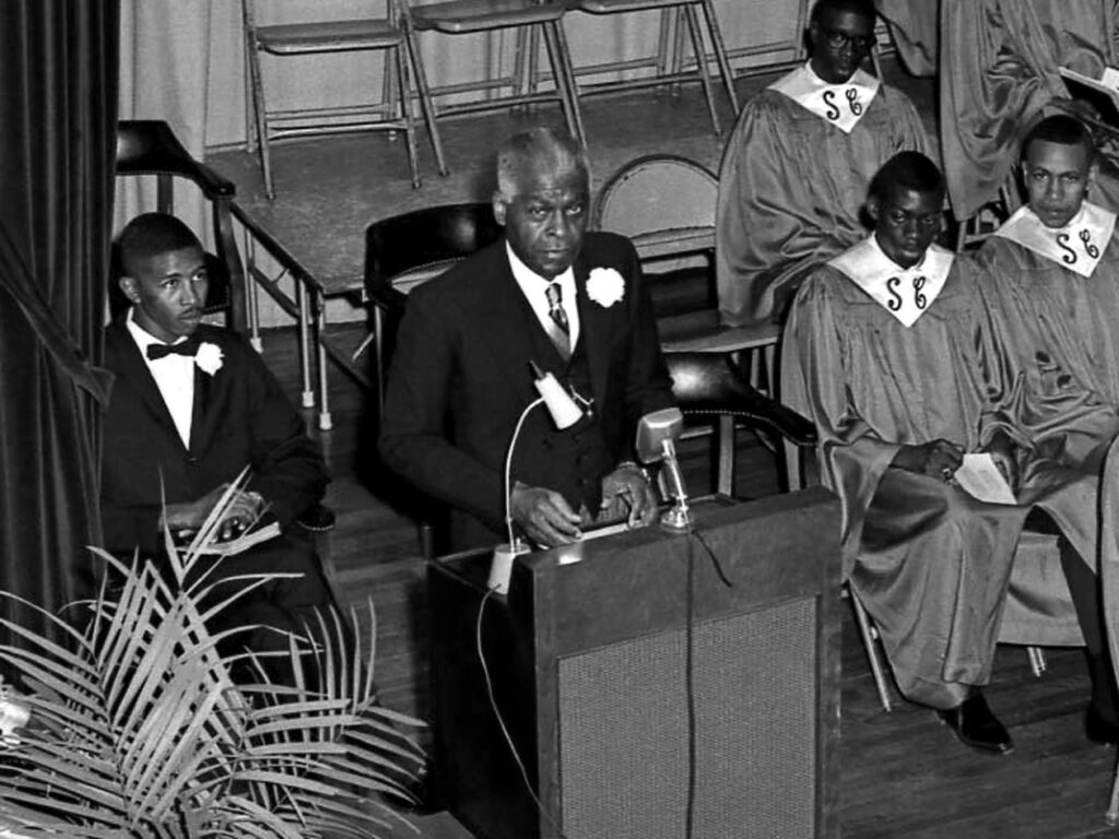 Benjamin Mays American Baptist Minister and Civil Rights Leader at podium