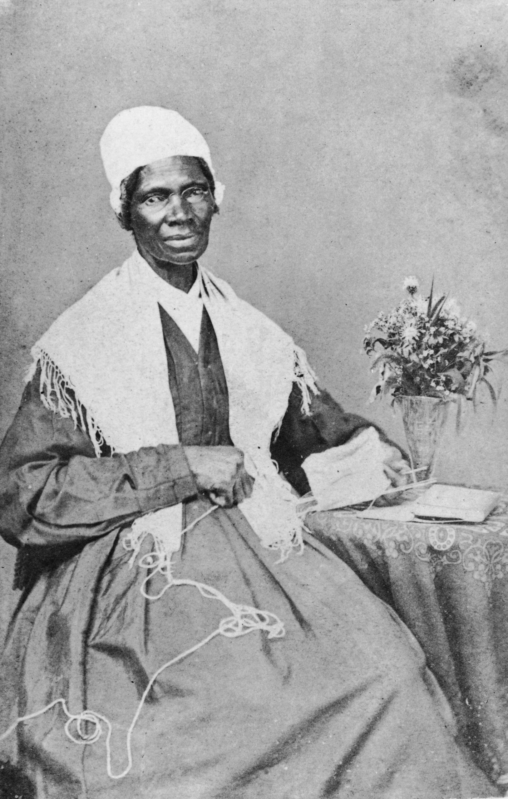 Portrait of American abolitionist and feminist Sojourner Truth (1797 - 1883), a former slave who advocated emancipation, c. 1880.