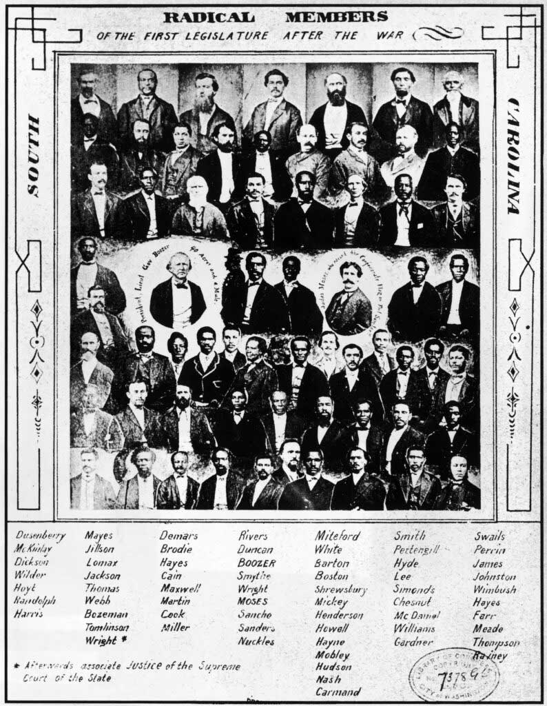 Black and white 'radical members' of South Carolina's first reconstruction legislature, 1870.