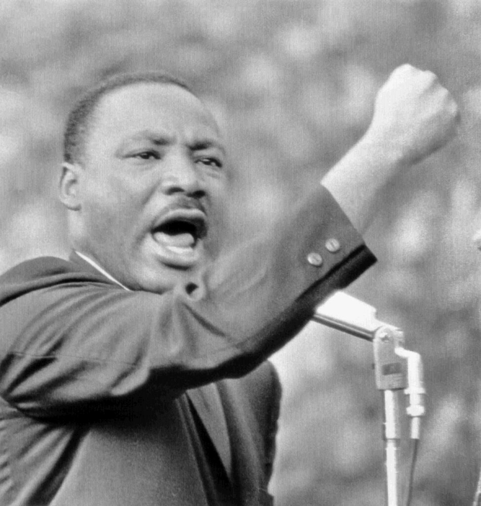 Dr. Martin Luther King, Jr. forcefully emphasizes, at a mass rally outside the wall of all-white Girard College, that "we want all our rights." The crowd gathered around the main gate of the 117-year old school to hear the Nobel Peace Prize winner speak as his two-day visit neared its end.